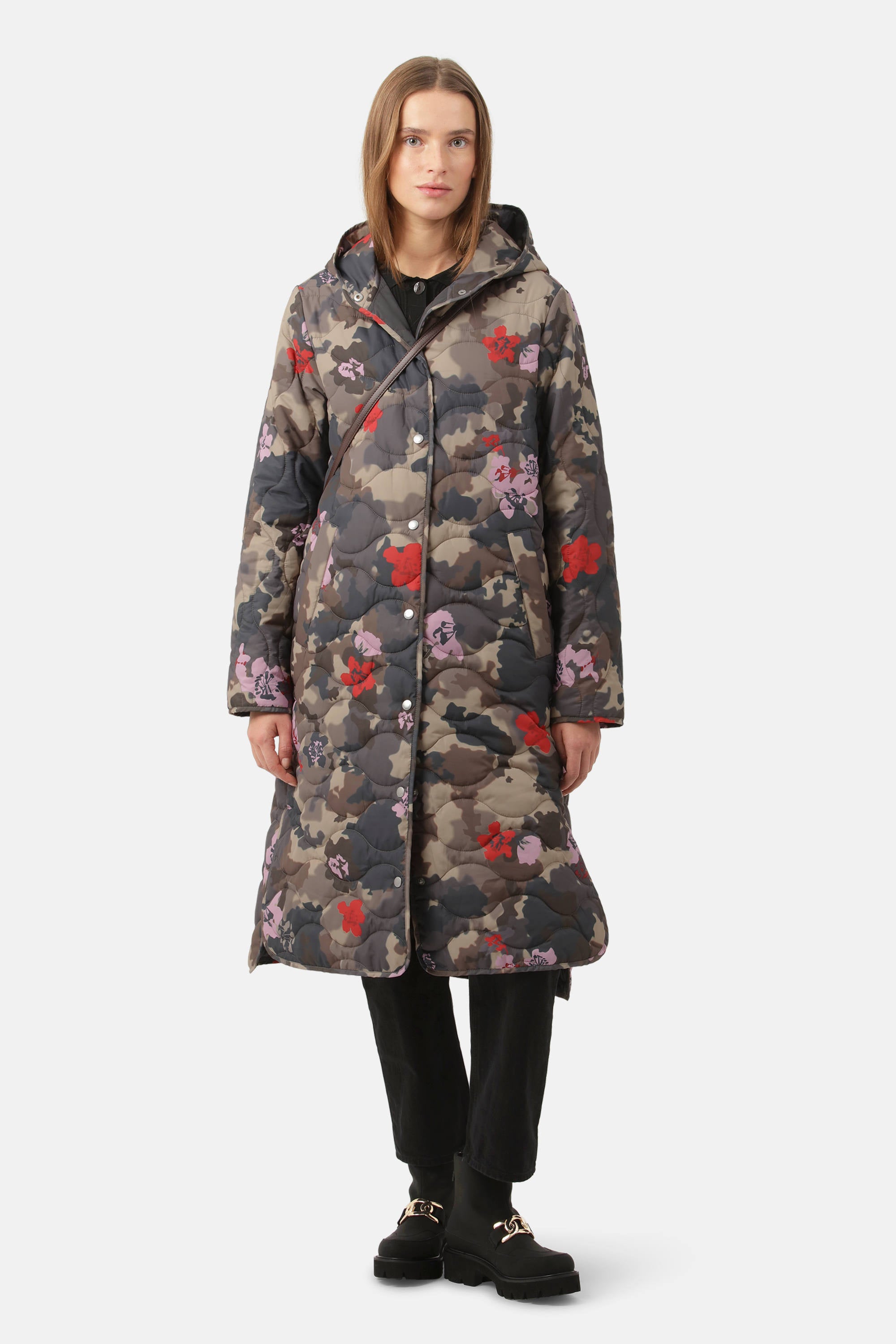 Lang Quiltet Jakke - Floral Camo